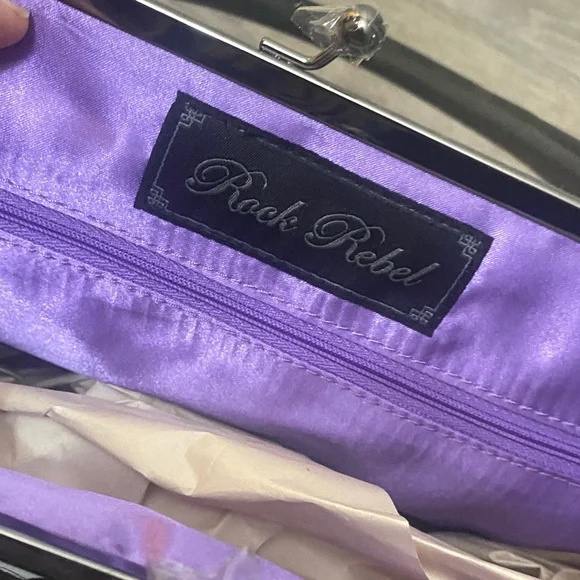 NWOT Rock Rebel Edward Scissorhands Black and White Striped Women Bag Set - Picture 2 of 9